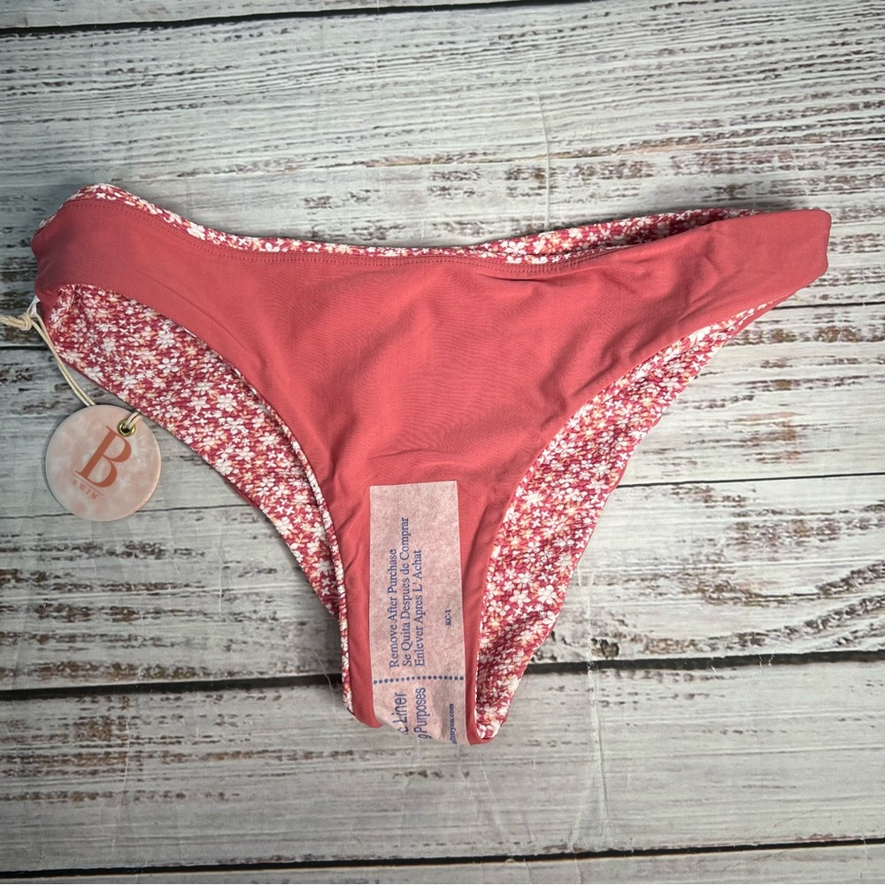 B Swim Rip Tide Hipster Medium Ditsy Floral Low Rise Mid Minimal Coverage NEW - Picture 6 of 8